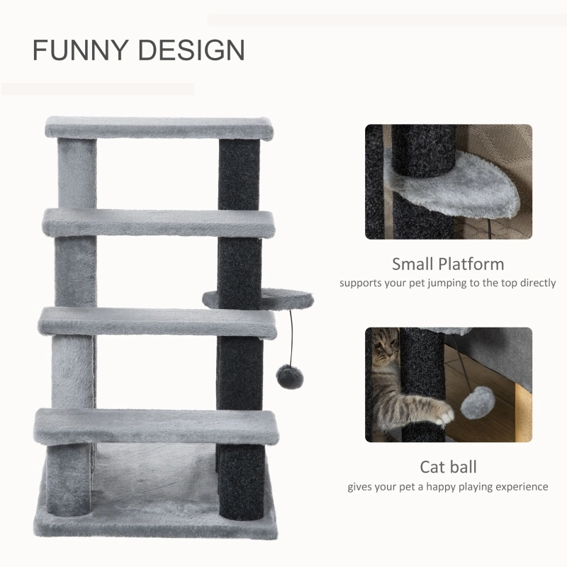 4 Levels Cat Steps Stairs Carpeted Ladder for Sofa Pet Furniture