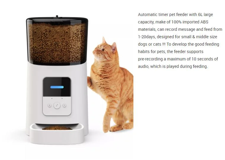 6L Automatic Pet Feeder WiFi Enabled Smart Pet Feeder with 1080P HD Camera and APP Remote Control